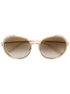 Elie Saab Crystal Embellished Round Sunglasses - Metallic
