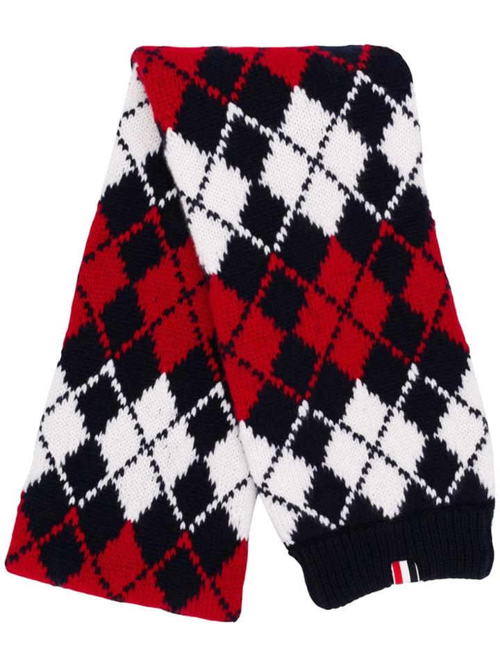 Thom Browne Argyle Intarsia Cashmere Scarf - Red
