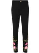 Gucci - Floral Embroidery Skinny Trousers - Women - Cotton/polyamide/polyester/viscose - 40, Black, Cotton/polyamide/polyester/viscose