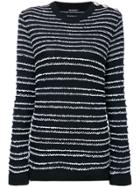 Balmain Striped Fitted Sweater - Black