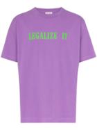 Palm Angels Legalize It Print Cotton T Shirt - Purple