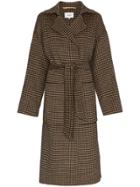 Nanushka Alamo Houndstooth Wool Blend Belted Coat - Brown