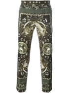 Dolce & Gabbana Carretto Siciliano Print Trousers, Men's, Size: 46, Green, Cotton/spandex/elastane