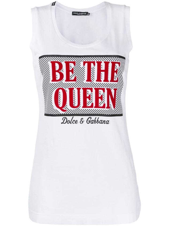 Dolce & Gabbana Be The Queen Print Vest Top - White