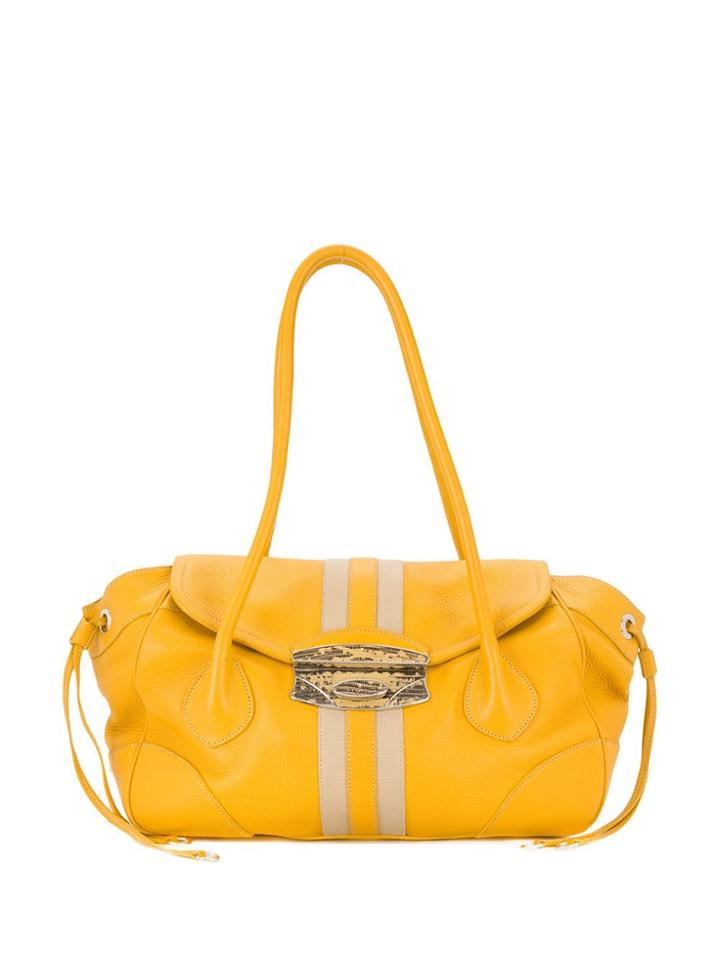 Prada Vintage 2000's Striped Tote - Yellow