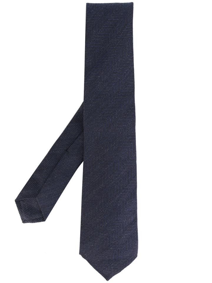 Kiton Textured Tie - Blue