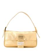 Fendi Pre-owned Mamma Baguette Rhinestone Details Shoulder Bag - Gold