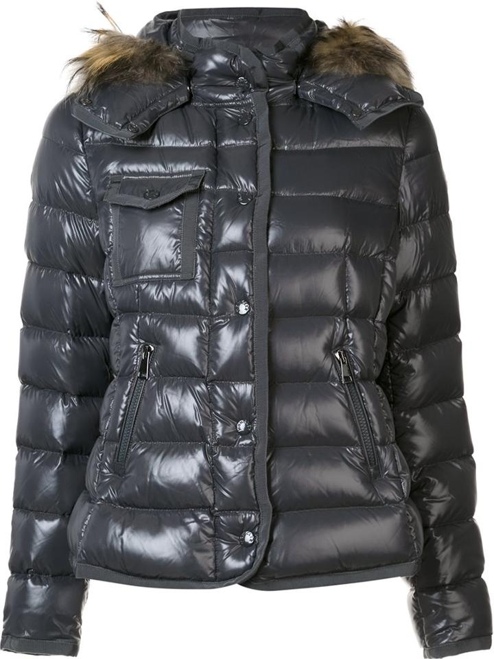 Moncler 'lioran' Padded Jacket, Women's, Size: 4, Grey, Racoon Fur/goose Down/feather Down/polyamide