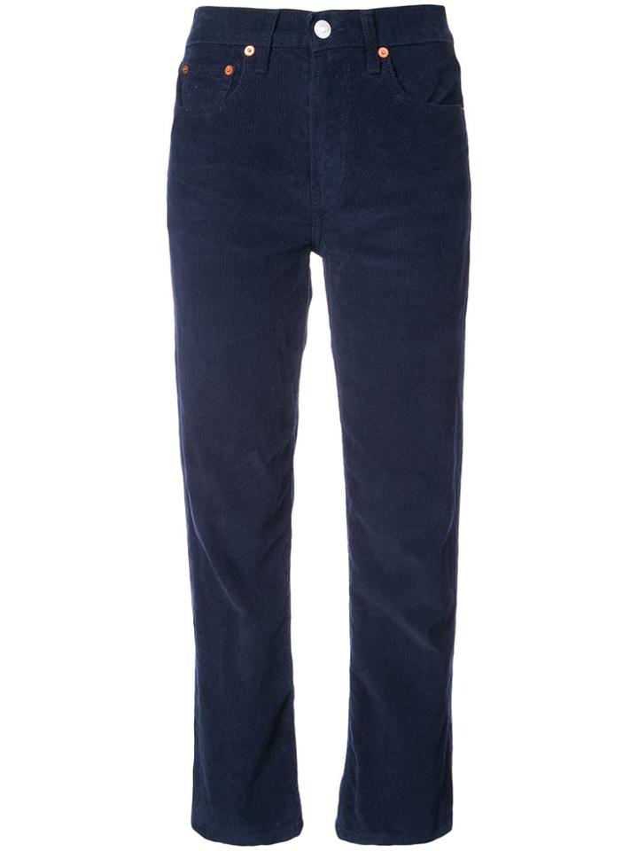 Re/done Corduroy High Waisted Trousers - Blue