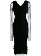 Dolce & Gabbana Ruched Fitted Dress, Women's, Size: 42, Black, Silk/cotton/nylon/spandex/elastane