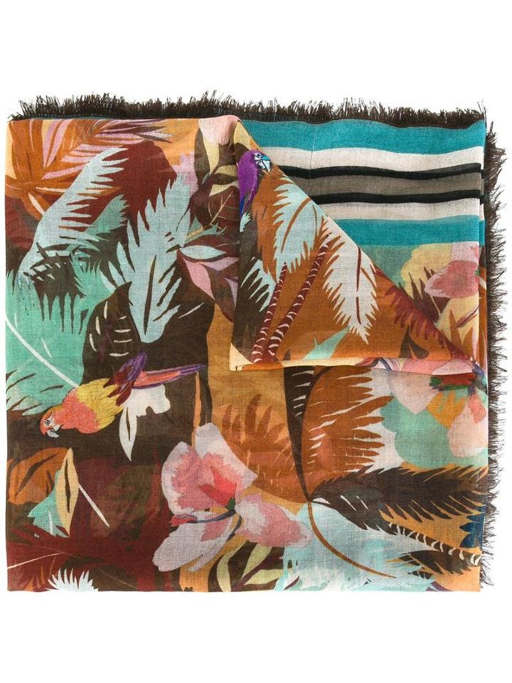 Valentino Tropical Print Scarf, Men's, Silk/cashmere/wool
