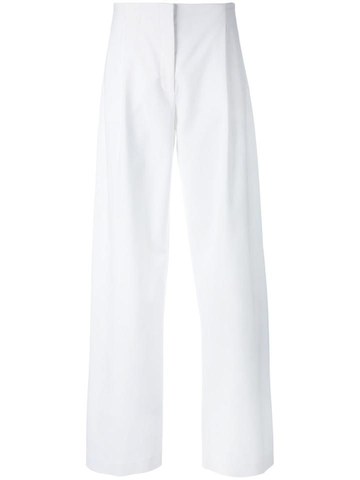 Cédric Charlier Pleat Detail Straight Trousers - White