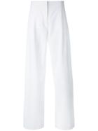 Cédric Charlier Pleat Detail Straight Trousers - White