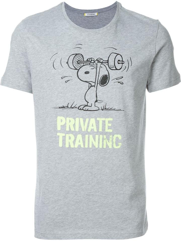 Iceberg Snoopy Print T-shirt, Men's, Size: M, Grey, Cotton
