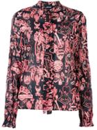 Just Cavalli Western Print Shirt, Women's, Size: 42, Black, Silk/polyester/spandex/elastane