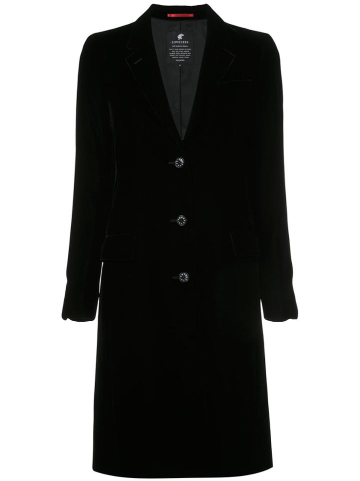 Loveless Fitted Button Detail Coat - Black