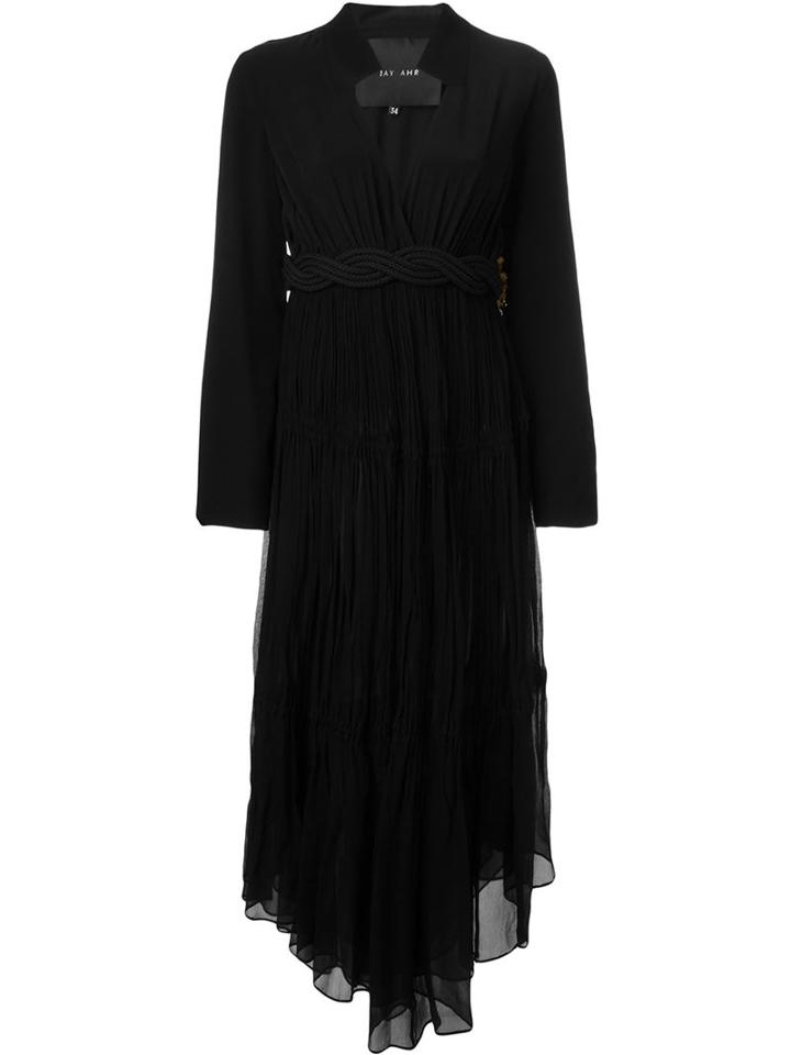 Jay Ahr Rope Detail Handkerchief Dress, Women's, Size: 36, Black, Silk/nylon