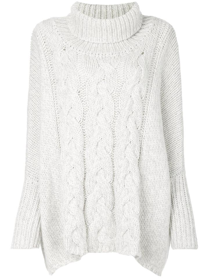 N.peal Cable Knit Poncho - White