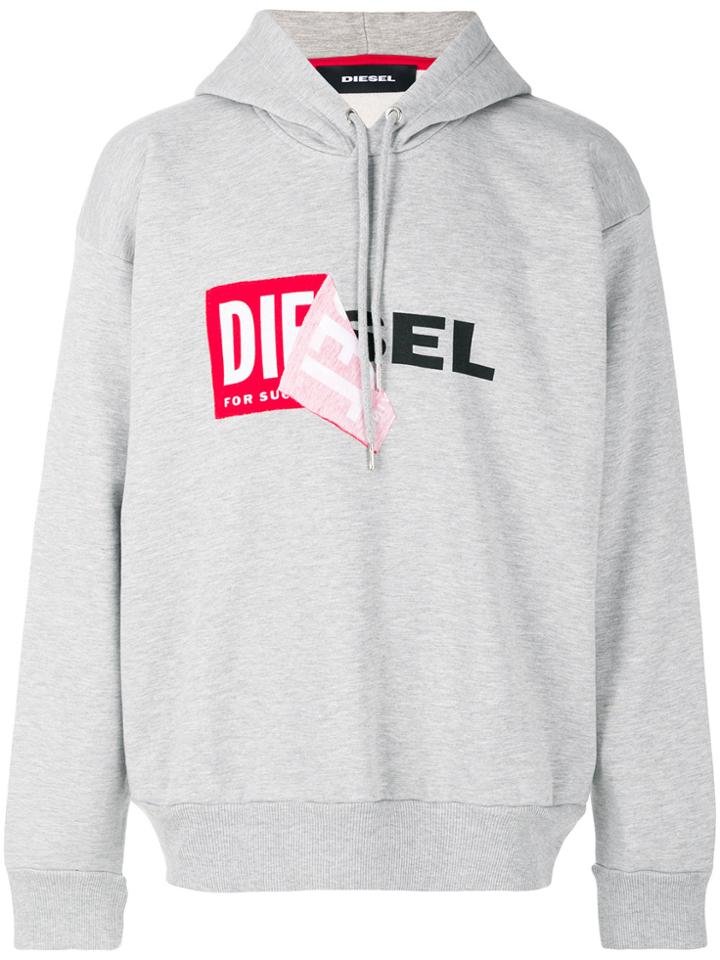 Diesel Branded Hoodie - Grey