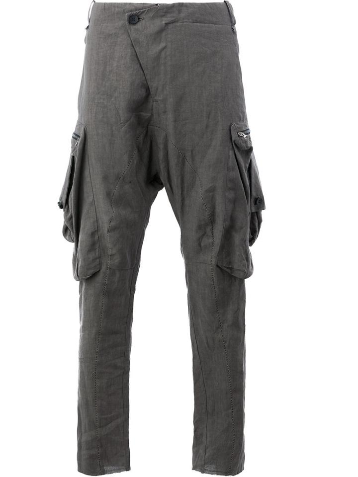 Masnada - Drop-crotch Trousers - Men - Linen/flax - 50, Brown, Linen/flax