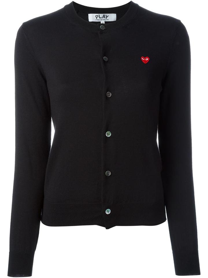 Comme Des Garçons Play Mini Heart Cardigan, Women's, Size: L, Black, Cotton