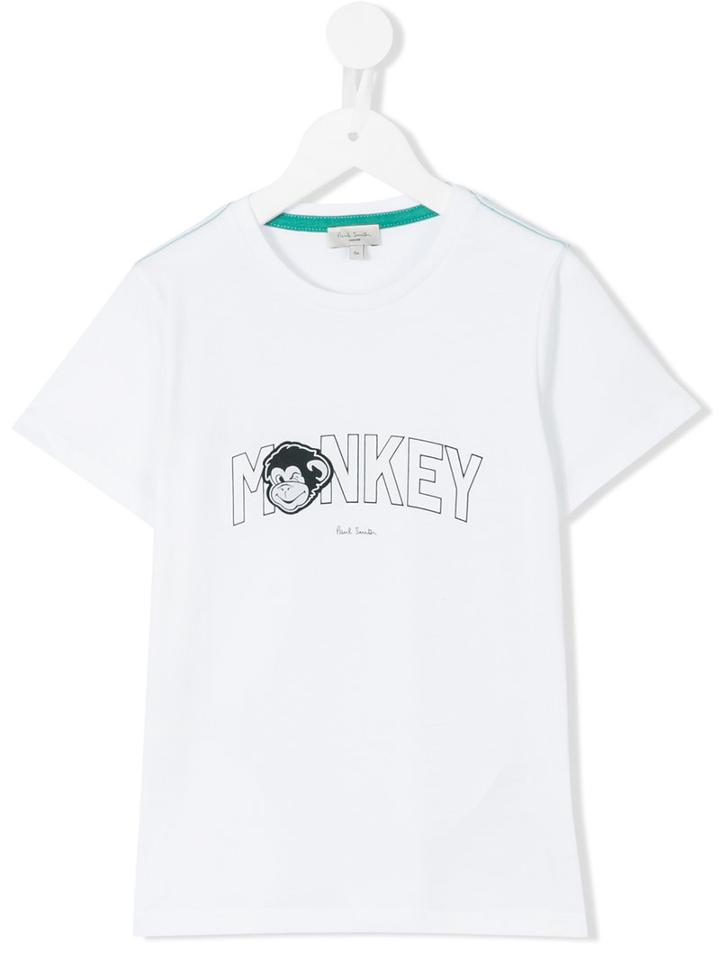 Paul Smith Junior - Monkey Print T-shirt - Kids - Cotton - 8 Yrs, Boy's, White