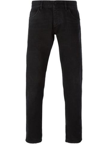 Dolce & Gabbana Slim Fit Jeans, Men's, Size: 52, Black, Cotton/lamb Skin