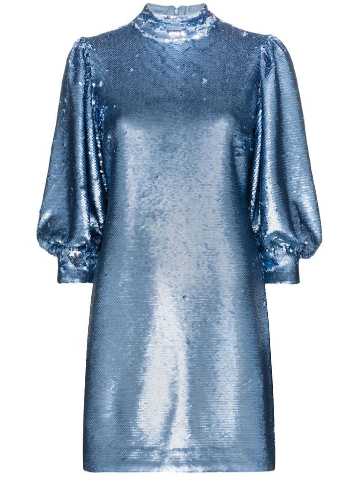 Ganni Sequin-embellished Mini Dress - Blue