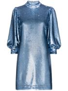 Ganni Sequin-embellished Mini Dress - Blue