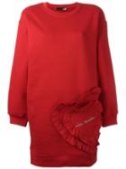 Love Moschino Heart Patch Sweatshirt Dress, Women's, Size: 42, Red, Cotton/polyester