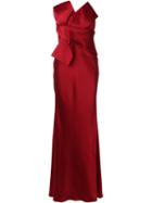 Alexander Mcqueen Bow Bustier Evening Dress, Women's, Size: 44, Red, Silk