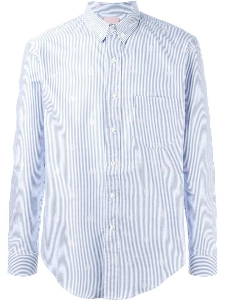 Palm Angels Striped Shirt, Men's, Size: 50, Blue, Cotton