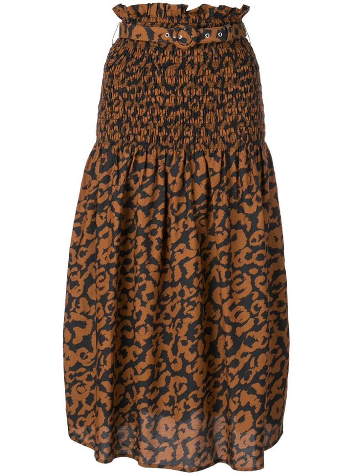 Nicholas Leopard Print Skirt - Brown