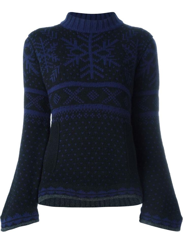Sacai Luck Bell Sleeve Winter Print Sweater