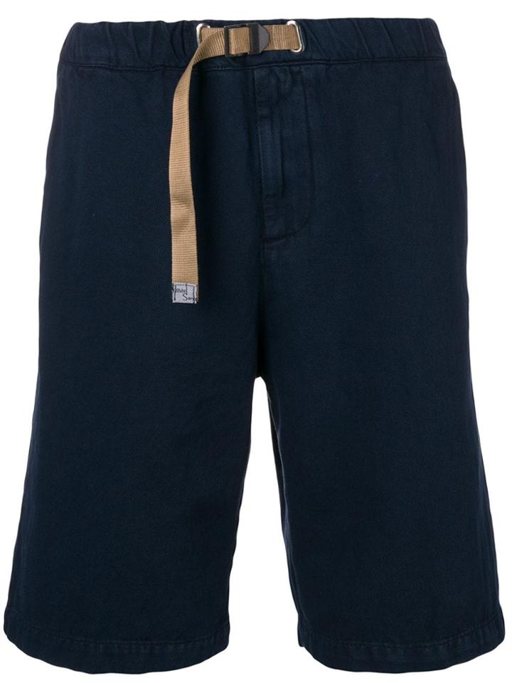 White Sand Belted Bermuda Shorts - Blue