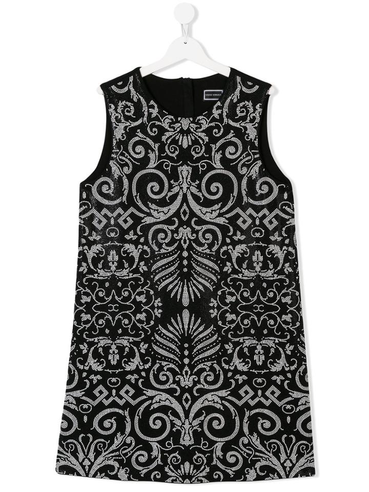 Young Versace Teen Baroque Printed Dress - Black