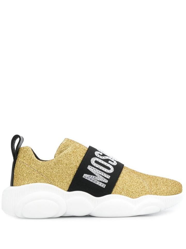 Moschino Logo Glitter Sneakers - Gold
