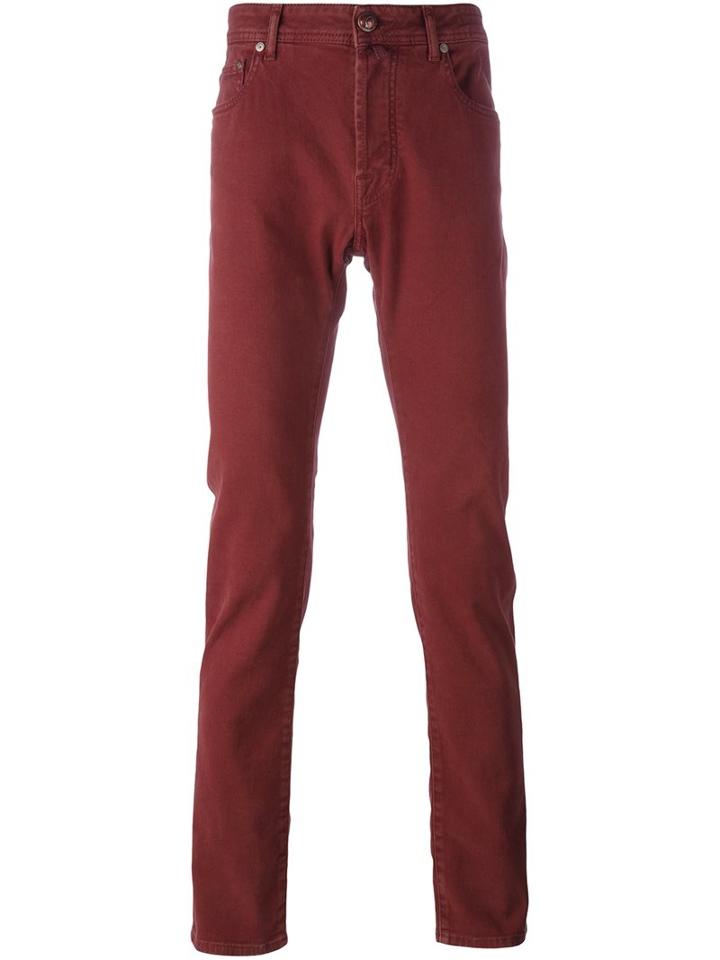 Jacob Cohen Slim Fit Regular Length Jeans, Men's, Size: 32, Red, Cotton/spandex/elastane