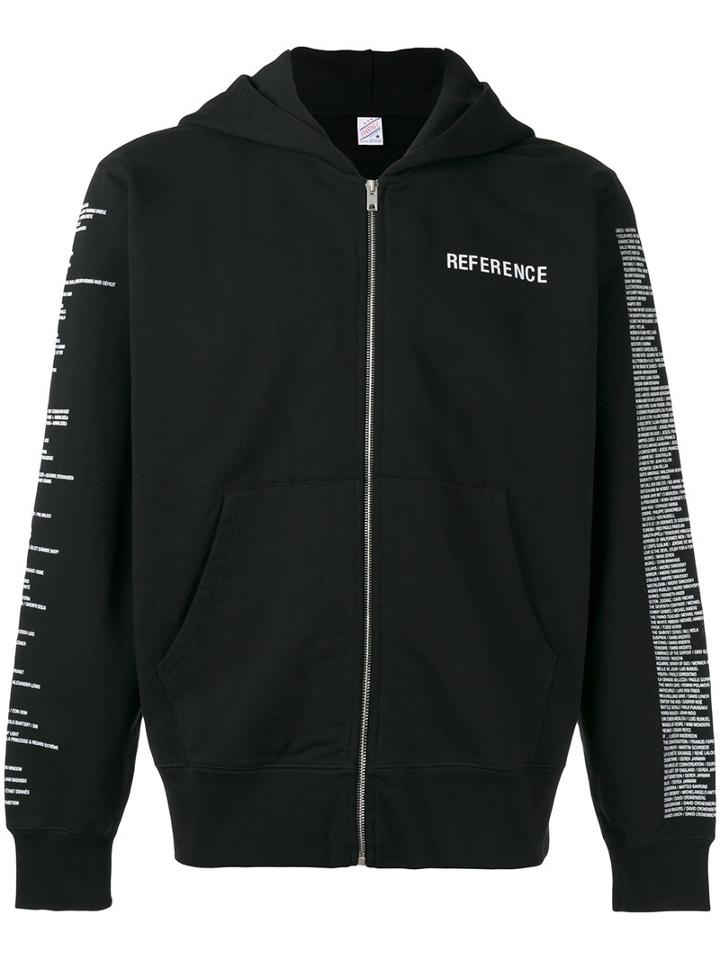 Yang Li - Text Print Zipped Hoodie - Men - Cotton - Xl, Black, Cotton