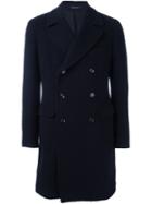 Tagliatore Double Breasted Coat, Men's, Size: 50, Blue, Polyamide/cupro/virgin Wool