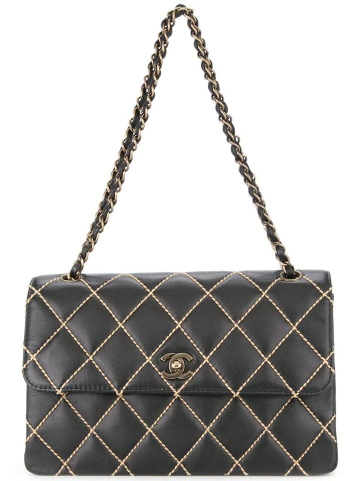 Chanel Pre-owned Wild Stitch Cc Double Chain Shoulder Bag - Black