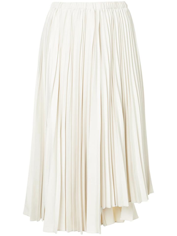 Estnation Asymmetric Pleated Skirt - White