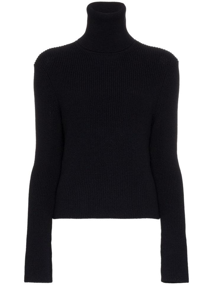 A Plan Application Turtle Neck Ribbed Wool Jumper - Blue