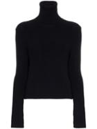 A Plan Application Turtle Neck Ribbed Wool Jumper - Blue