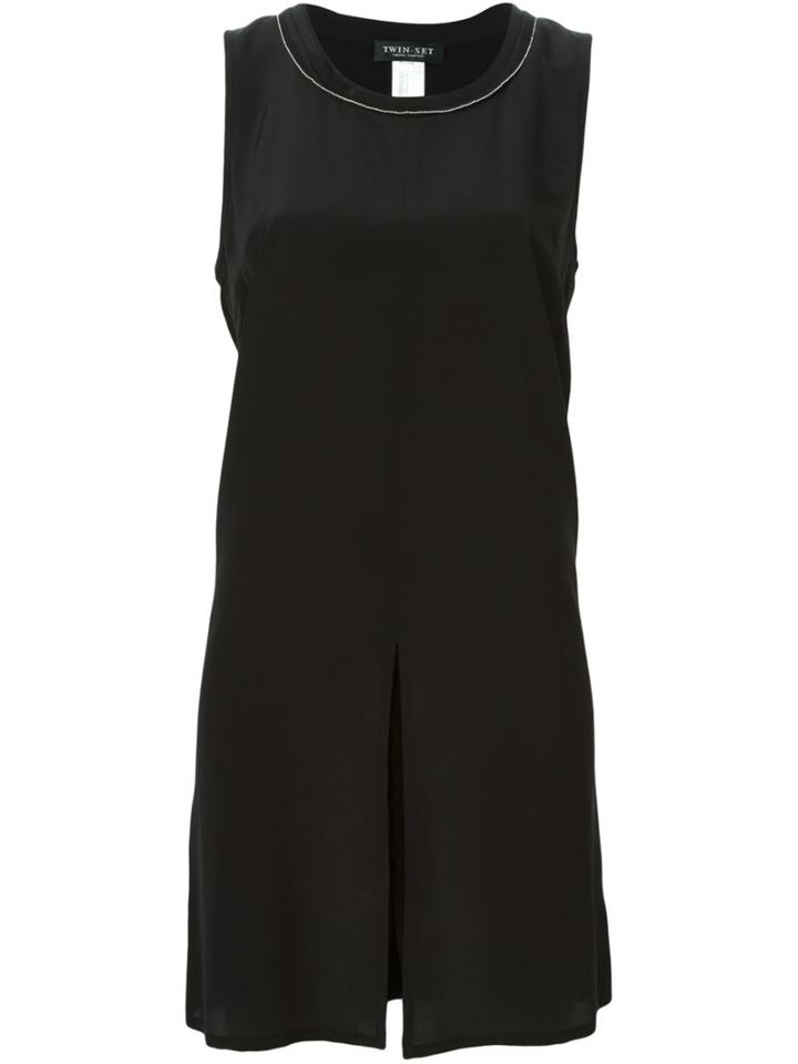 Twin-set Central Slit Tank Top, Women's, Size: Medium, Black, Silk