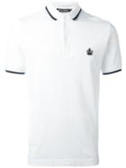 Dolce & Gabbana Embroidered Crown Polo Shirt, Men's, Size: 46, White, Cotton