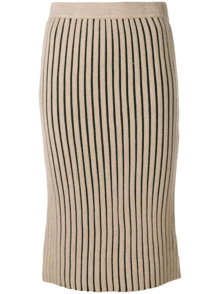 Victoria Victoria Beckham Stripe Knitted Pencil Skirt - Nude &