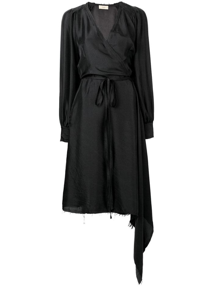 Maison Flaneur Silk Wrap Dress - Black