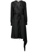 Maison Flaneur Silk Wrap Dress - Black
