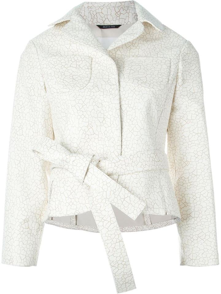 Maison Margiela Cracked Print Jacket, Women's, Size: 40, White, Leather/viscose